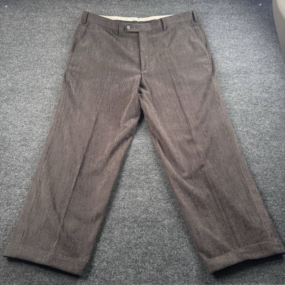 St Croix Corduroy Pants Men's Size 40 Brown Microfiber Wool Blend Flat Cuffed